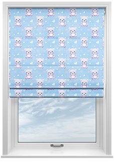 Little Bear, Blue Cotton - Roman Blind